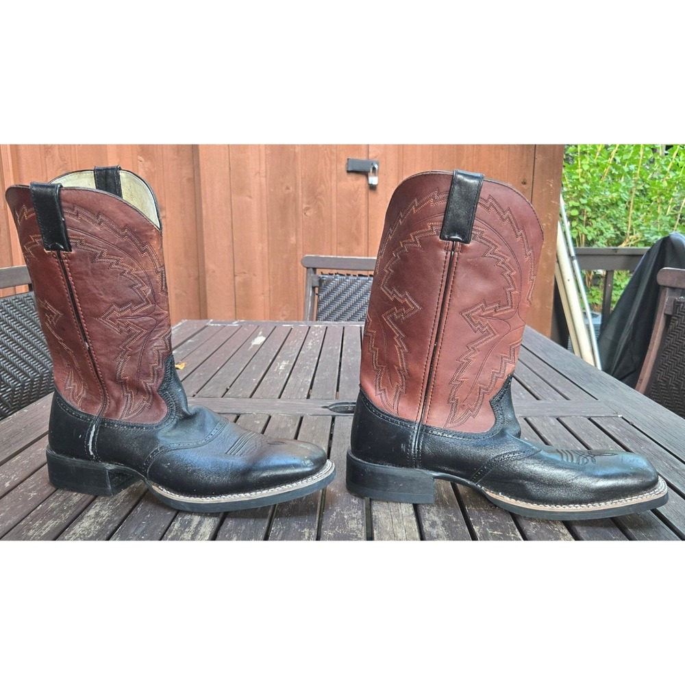 Durango DB4112 Men's 10.5 EE Leather‎ Two Tone Black Brown Western Cowboy Boots